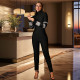 EVE Long Sleeve Hot Drill High Collar Jumpsuit SHD-9958