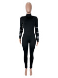 EVE Long Sleeve Hot Drill High Collar Jumpsuit SHD-9958