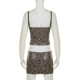 EVE Leopard Print Sequin Sling Two Piece Shorts Set GPKJ-MR47598
