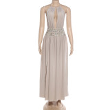 EVE Deep V Neck Split Halterneck Maxi Dress XEF-K25D88241
