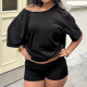 EVE Bat Sleeve Backless Top Two Piece Shorts Set GPKJ-MR46611