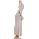 EVE Deep V Neck Split Halterneck Maxi Dress XEF-K25D88241