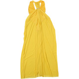 EVE Deep V Neck Ruched Backless Maxi Dress XEF-K6D00781A