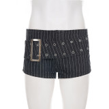 EVE Stripe Denim Belt Shorts GPKJ-MR47925