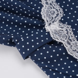 EVE Lace Patchwork Polka Dots Print Mini Dress GPKJ-MR46222