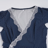 EVE Lace Patchwork Polka Dots Print Mini Dress GPKJ-MR46222