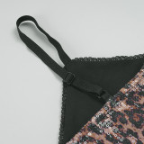 EVE Leopard Print Sequin Sling Two Piece Shorts Set GPKJ-MR47598