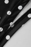 EVE Lace Patchwork Polka Dots Print Two Piece Shorts Set GXIY-K25L1867