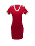 EVE Plus Size Stripe Contrast Color Midi Dress DF-33521