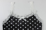 EVE Lace Patchwork Polka Dots Print Two Piece Shorts Set GXIY-K25L1867