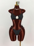 EVE Polka Dots Print Tie Up Bikini 2 Piece Swimsuit GXIY-K26L2071