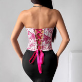 EVE Off Shoulder Print Fishbone Corset Tops GPBY-VE731