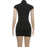 EVE Short Sleeve Solid Color MIni Dress GYME-K6D02845A