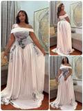 EVE Print One Shoulder Press Pleated Maxi Dress GMYU-10235