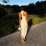 EVE Sleeveless Solid Color Irregular Maxi Dress GYME-K25D90618