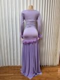 EVE Square Neck Long Sleeve Mesh Maxi Dress GADE-11115