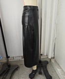 EVE PU Leather Irregular Long Skirt GPBY-SK8201