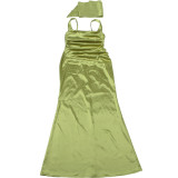 EVE Square Neck Solid Color Ruched Maxi Dress GYME-K25D90812