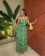 EVE Print Wrap Chest Ruffles Maxi Dress GMYU-10069