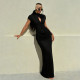 EVE Solid Color Short Sleeve Slim Maxi Dress GYME-K25D85636