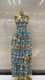 EVE Print Wrap Chest Ruffles Maxi Dress GMYU-10069