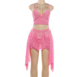 EVE See Through Sling Ruched Mini Dress GSLF-K6D01031A