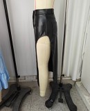 EVE PU Leather Irregular Long Skirt GPBY-SK8201