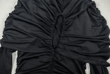 EVE Solid Color Long Sleeve Ruched Mini Dress GJYO-305066