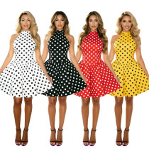 EVE Polka Dots Print Off Shoulder Midi Dress CM-60325