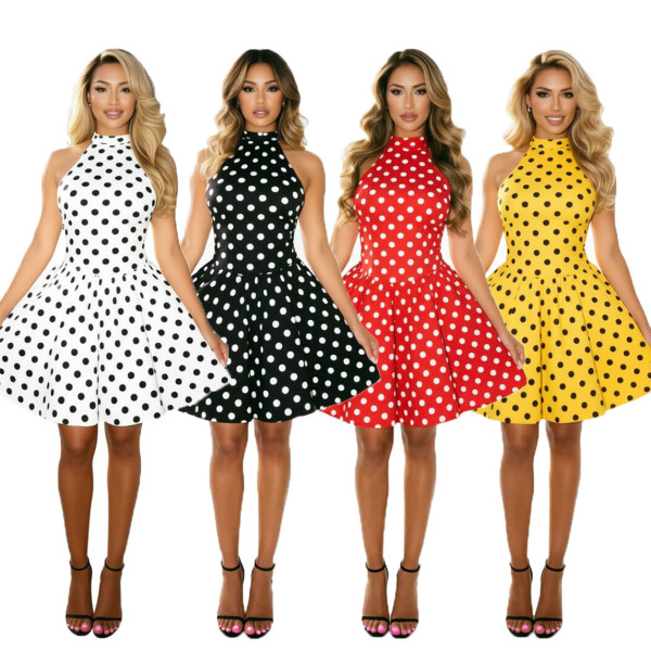 EVE Polka Dots Print Off Shoulder Midi Dress CM-60325
