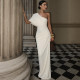 EVE Slash Shoulder Solid Color Slim Maxi Dress GYME-K6D02826A