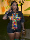 EVE Vintage Cross-Print Rhinestone Top SH-391514