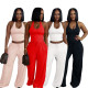 EVE Solid Color Sleeveless Casual Two Piece Pants Set SFY-839