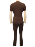 EVE Solid Color Short Sleeve Two Piece Pants Set SH-391481