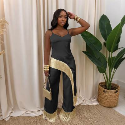 EVE Sling Tassel Tops Wide Leg Pants 2 Piece Set CYA-902299