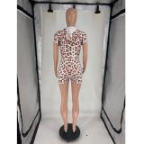 VIP1  Print Short Sleeve Tops Two Piece Shorts Set FOSF-8821