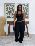 EVE Solid Color Sleeveless Casual Two Piece Pants Set SFY-839
