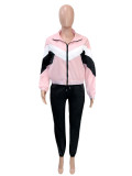 EVE Color Block Long Sleeve Coat 2 Piece Pants Set SH-391459