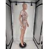 VIP1  Print Short Sleeve Tops Two Piece Shorts Set FOSF-8821