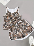 EVE Camouflage Print Sleeveless Two Piece Shorts Set SH-391102