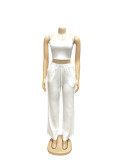 EVE Solid Color Sleeveless Casual Two Piece Pants Set SFY-839