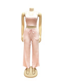 EVE Solid Color Sleeveless Casual Two Piece Pants Set SFY-839