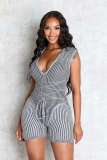 EVE Casual Stripe Tie Up Knits Romper NYF-8208