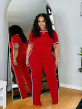 EVE Contrast Color Loose Short Sleeve Pants 2 Piece Set SFY-825