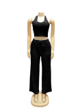 EVE Solid Color Sleeveless Casual Two Piece Pants Set SFY-839