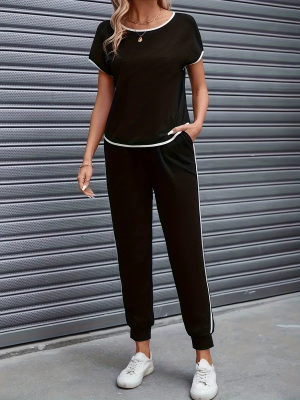 EVE Short Sleeve Loose Two Piece Pants Set GDYF-3509