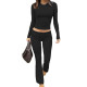 EVE Long Sleeve Solid Color Two Piece Pants Set GDYF-3706