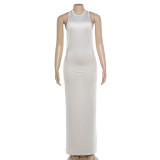 EVE Irregular Backless Solid Color Maxi Dress GYME-K6D01115A