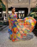 EVE Mesh Print Short Sleeve Maxi Dress BMF-31272