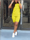 EVE Soiid Color Short Sleeve Two Piece Shorts Set YD-063